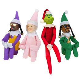 Snoop on a Stoop Hip Hop Lovers Christmas Elf zachowujący się źle pluszowe ozdoby z zabawkami stołowymi rysunki Doll żywica głowica kruczotka