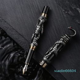 Fountain Pens Double Dragon Snake Vintage Luxurious Pen Holder Full Metal Carving Embossing Heavy