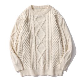 Women s Sweaters LACIBLE Solid Colour Woven Pattern Knitted Sweater Vintage Oversize Warm Pullovers Men Women Leisure Fashion 230829