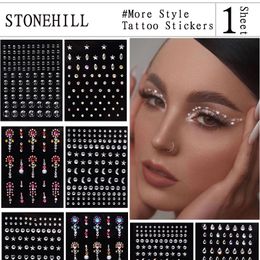 Makeup Tools 1 Sheet Tattoo Stickers Face Jewellery Colour Crystal Diamond DIY Eyes Body Halloween Party Decorations s 230829