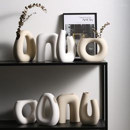 Candle Holders Nordic Geometric Creative Art Plain Embryo Dry Flower Ceramic Vase Home Stay Decoration Porch TV Cabinet Arrangement