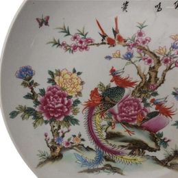 Plates Ancient Chinese Ceramics Painting Style Lucky Ornamental Porcelain Plate Set Decoration Dish Wedding Gift