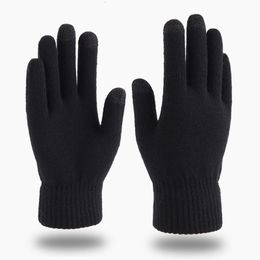 Mittens Winter Men Knitted Gloves Touchscreen High Quality Male Mitten Thicken Warm Wool Cashmere Solid Women Business Autumn 230829