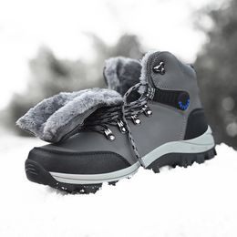 Boots Men Winter 2023 Warm Plush Outdoor Waterproof PU Snow Ankle Work Casual Hiking Shoes High top 230830