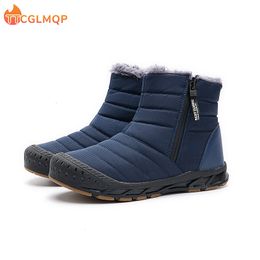 Boots Men Warm Plush Fur Snow Boots Winter Men Ankle Boot High Quality Casual Motorcycle Boot Waterproof Men's Boots Big Size 230830