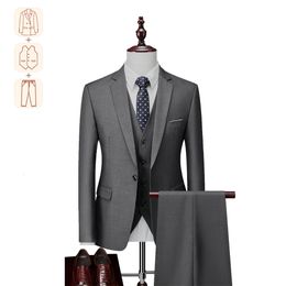 Mens Suits Blazers Genuine Grey Business Casual Suit TwoPieceThreepiece for Formal Occasions Premium Quality Black Sizes M6XL 230829