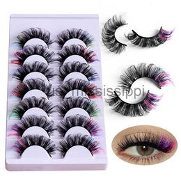 False Eyelashes 7Pairs 3D Mink Eyelashes Colourful 1023mm Lashes Mix Colour Pink Blue Red White False Eyelashes Fluffy Soft Cilias Vendor YZL1 x0830