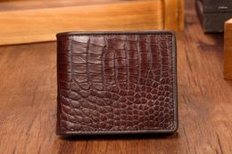 Wallets Real Luxury Quality Genuine Crocodile Belly Skin Leather Men Wallet Bank Card Holder Black Brown Color