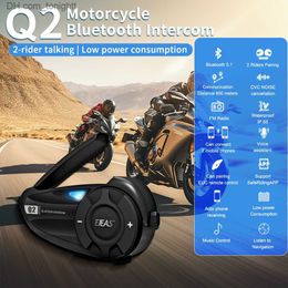 EJEAS Q2 Bluetooth 5.1 Motorcycle Helmet Headset Intercom Quick Pair Waterproof Up to 2 Riders Wireless Interphone Earphone Q230831