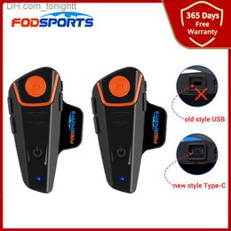 Fodsports BT-S2 Intercom Motorcycle Helmet Bluetooth Headset BT Interphone Handsfree Intercomunicador with FM Radio Q230830