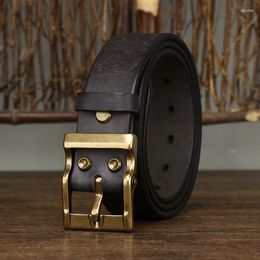 Belts For Men Designer Golden Buckle Black Cowskin Genuine Leather Belt Strap Male 3.8CM Formal Gift