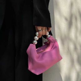 Evening Bags 2023 Summer Pink Y2K Chain Retro Girl Pearl Dumpling Mini Bag Leather Shoulder Women Messenger Bags Jelly Cute Purse Designer J230830