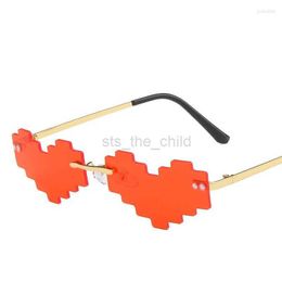 Sunglasses Sunglasses Heart Shape Effect Mosaic Style Women Fashion Rimless Ladies Sunshade Mirror Funny Party Men Eyewear