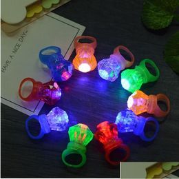 Other Event Party Supplies Plastic Diamond Shape Led Finger Ring Light-Up Toys Mix Colours Light Simation Kids Toy Decoration Drop Otqrx