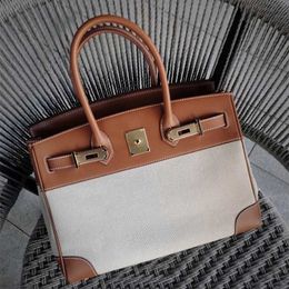 Handbag Bk Platinum Genuine Leather Tote Designer Bag Small Women's Messenger Chain Autumn and Winter Canvas Bags