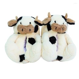Slippers Men Plush Winter Cotton Cow With Indoor Anti-slip Thick-soled Wool Cute Girl Heart Shoes Women