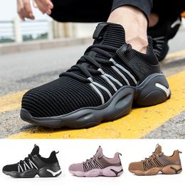 Boots LIN KING Men Women Safety Shoes Sneakers Breathable Knit Lightweight Outside Work Non Slip Casual Lace Up 230830
