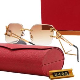 Designer Sunglasses Luxury Rimless Glasses Fashion Eyeglasses Lunette Fashion Wooden Eyewear Big Square Gold Frame Dirving Show Square Sunglasses