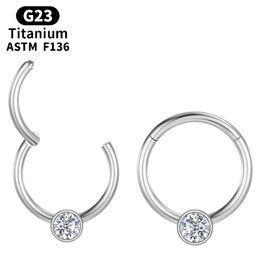 Piercing Titanium Earrings G23 Hinge Segment Labret Clicker Cartilage Sexy Tragus Nose Ring Zircon Helix Ball Women Body Jewelry