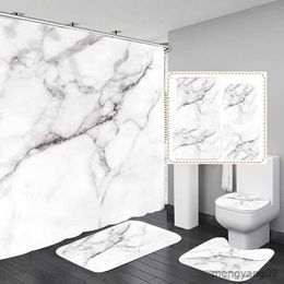 Shower Curtains 3D Marble Shower Curtain Set Bath Rug Waterproof Bathroom Curtain with Modern Style Cover Home Decor R230831