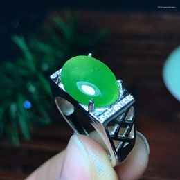 Cluster Rings Fashion Gemstone Ring For Man 10mm 14mm 4ct Natural Chalcedony 925 Silver 18K Gold Plating Jewelry