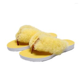 Slippers Spring And Summer Style Cashmere Fashion Can Be Worn Outside Flip Flops Ladies Thick-Soled Home Non-slip Waterproof Shoes