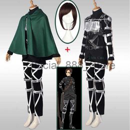 Attack on Titan Final Season 4 Cosplay Costume Black Combat Suit Sasha Blaus Mikasa Wig Cloak Pants Harness Leather Belts Set x0830