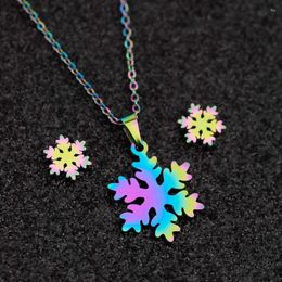 Necklace Earrings Set WANGAIYAO Fashion Snow Pendant Personality Temperament Everything Colorful Collarbone Chain F