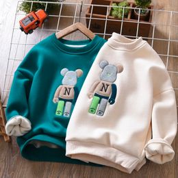 Hoodies Sweatshirts Boys' Fleece Lined Sweater 2023 Winter Children's Cartoon Top Single Layer Bottoming Shirt 230830