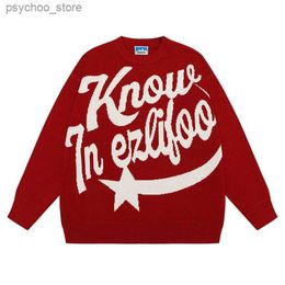 Autumn Winter Ripped Hole Punk HipHop Sweater Men Oversized Dark Embroidery Letters Pullover Korean Style Graffiti Jersey Hombre Q230830