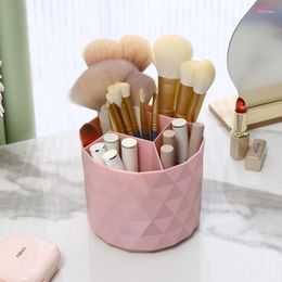 Storage Boxes 360° Rotating Makeup Brush Box Barrel Portable Desktop Cosmetic Organizer Lipstick Brushes Holder Pen