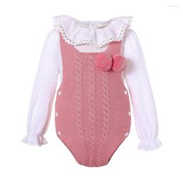 Clothing Sets Baby Girl Romper And Plain Blouse Born Boy Jumpsuit Sweater Dark Pink Infant