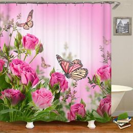 Curtain 3D Colourful Dreamy Butterfly Flower Animal Waterproof Shower Curtains Transparant Plastic For Bathroom Set Fabric Hooks Rings