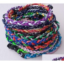 Titanium Sport Accessories 100Pcs Athletic Triple Twist Single Rope Necklace Baseball Tornado Bracelet Weaves Necklaces For Kids Youth Dh9M2