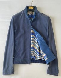 Giacche da uomo Autunno Zilli Giacca in pelle di coccodrillo Cappotto casual blu