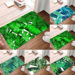 Carpets Customizable Carpet Rubber Indoor Floor Mat Non-slip Rug Tropical Plant Leaf Pattern Entrance Door