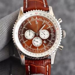 watch mens watch 43mm quartz movement fashion wristwatch leather stainless steel strap waterproof Montre De Luxe