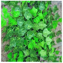 Decorative Flowers Wreaths 50 M/Lot Grape Leaf Rattan Simation Artificial Ivy Leaves Garland Plants Potato Vine Foliage Festival D Otu4L