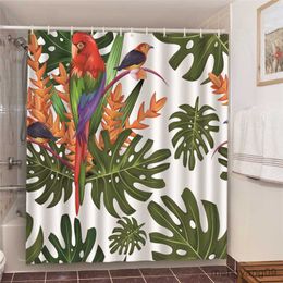 Shower Curtains Green Foliage Bathroom Set With Shower Curtains White Hair Woman Art Printed Shower Curtain Waterproof Bath Screen R230830