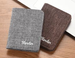 5pcs Wallets Men Canvas Letter Printing Personal Thin Multifunctional Business Credit Card Holder