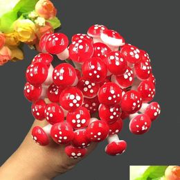 Garden Decorations Mini Mushroom Miniatures Artificial Fairy Moss Resin Crafts Stakes Craft For Home 2.2Cm Al02 Drop Delivery Patio L Ot0Tw