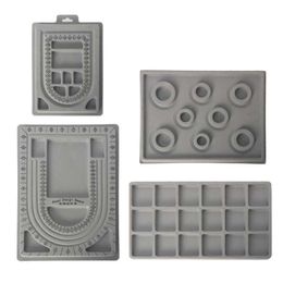 Other 4Pcs Grey Flock Beads Tray Design Boards Kit DIY Beading Organiser Bracelet Jewellery Making Craft Tools Accessories No Jewellery