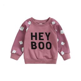 Hoodies Sweatshirts FOCUSNORM 0 4Y Toddler Kids Girls Halloween T Shirts Letter Ghost Print Patchwork Long Sleeve Pullovers Sweatshirt Tops 230830