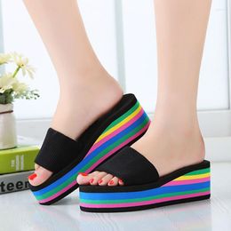 Slippers Summer Women Sandal Platform Bath Wedge Beach Flip Flops High Heel Slide Shoes EVA Fashion Casual Black