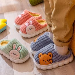 Slipper Winter Children Cute Cotton Slippers For Boys And Girls Indoor Thick Warm Home Cartoon Bear Kids Shoes House Slides
