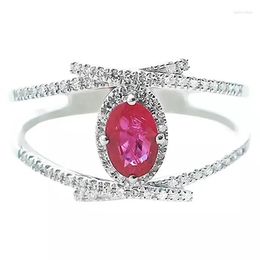 Cluster Rings Per Jewelry Natural Real Ruby Luxury Ring 925 Sterling Silver 0.6ct Gemstone Fine Handworked R912253