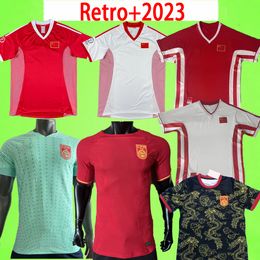 2023 China soccer jerseys National Team Chinese dragon Fans Player version 23 24 Men home red away white WU LEI Football shirt 2024 third black 1998 2002 retro 98 02 tops