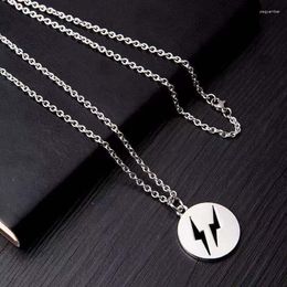 Pendant Necklaces Simple Fashion Double Flash Tag Necklace For Men Silver Colour Chain Women's Jewellery Accessories Gifts