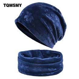Beanie Skull Cap Winter Thick Beanies Fashion Embossing Flower Warm Hat And Scarf Sets Female Soft Bonnet Femme Skullies Cap Ladies Scarves 230829