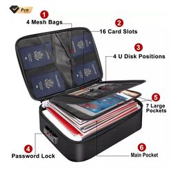 Cosmetic Bags Cases ENGPOW Fireproof Waterproof Safe Bag Zipper Flame Retardant and Waterproof Bag Money Document Bag Document Cash Bag Passport Bag 230830